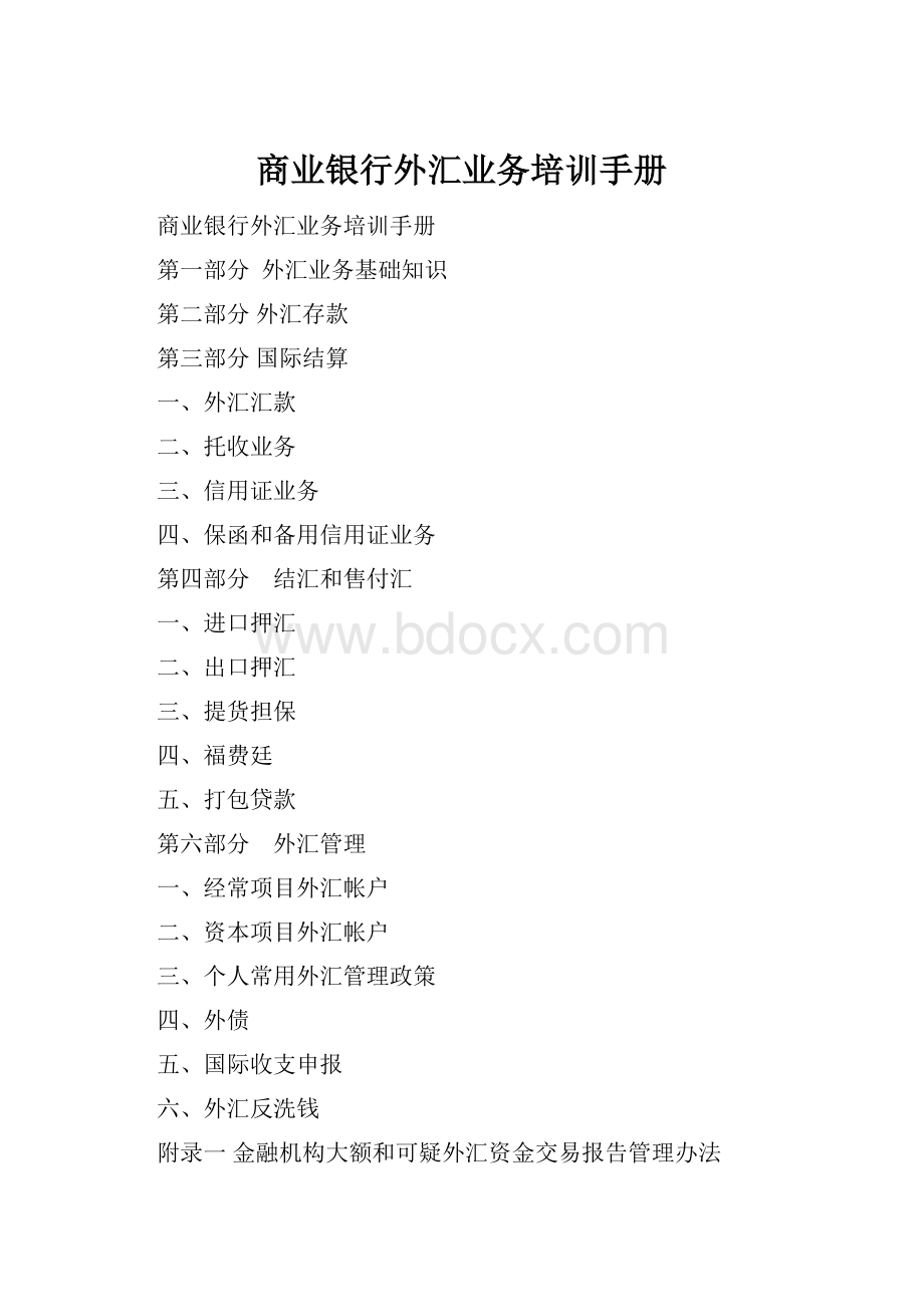 商业银行外汇业务培训手册.docx