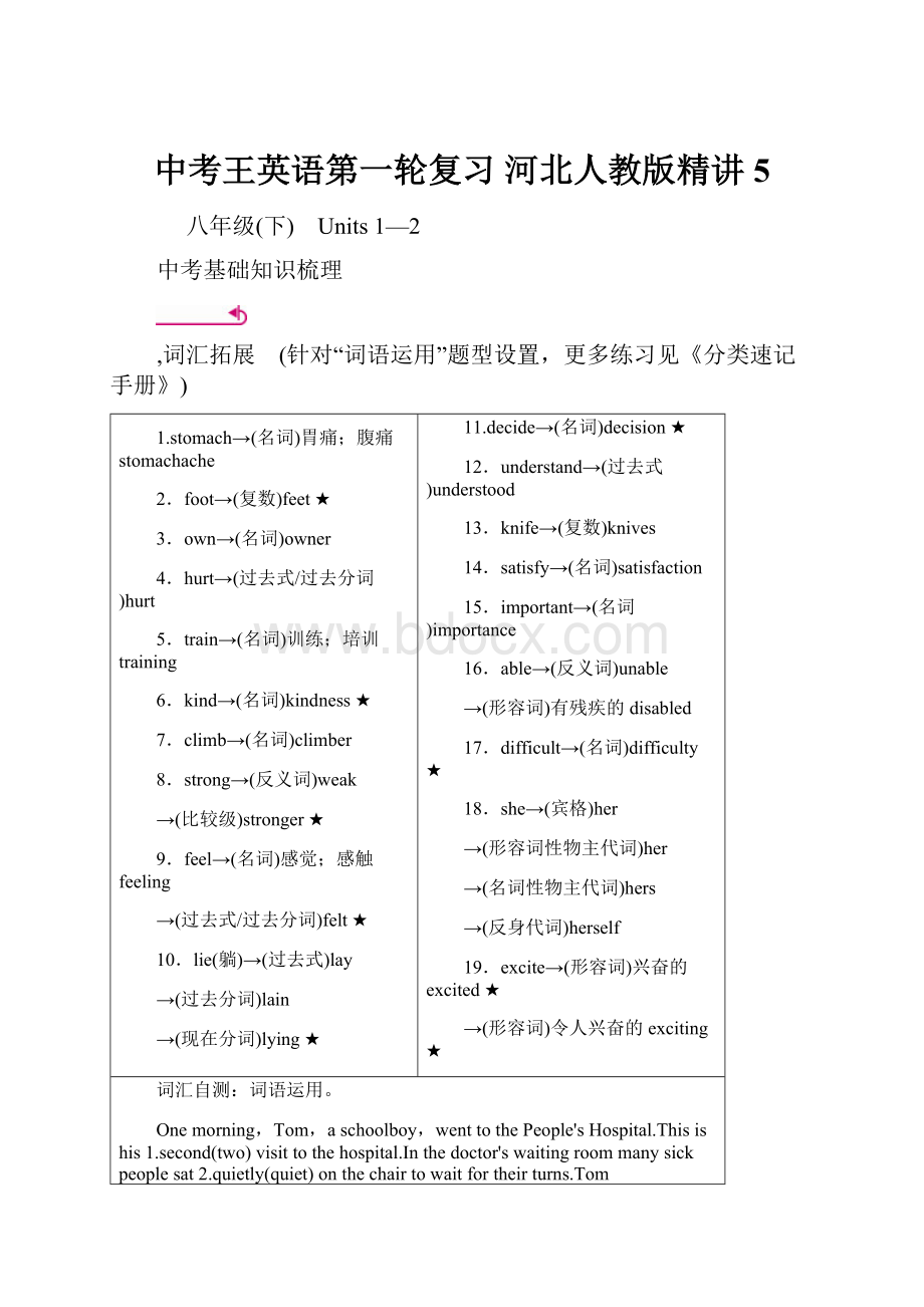 中考王英语第一轮复习河北人教版精讲 5.docx