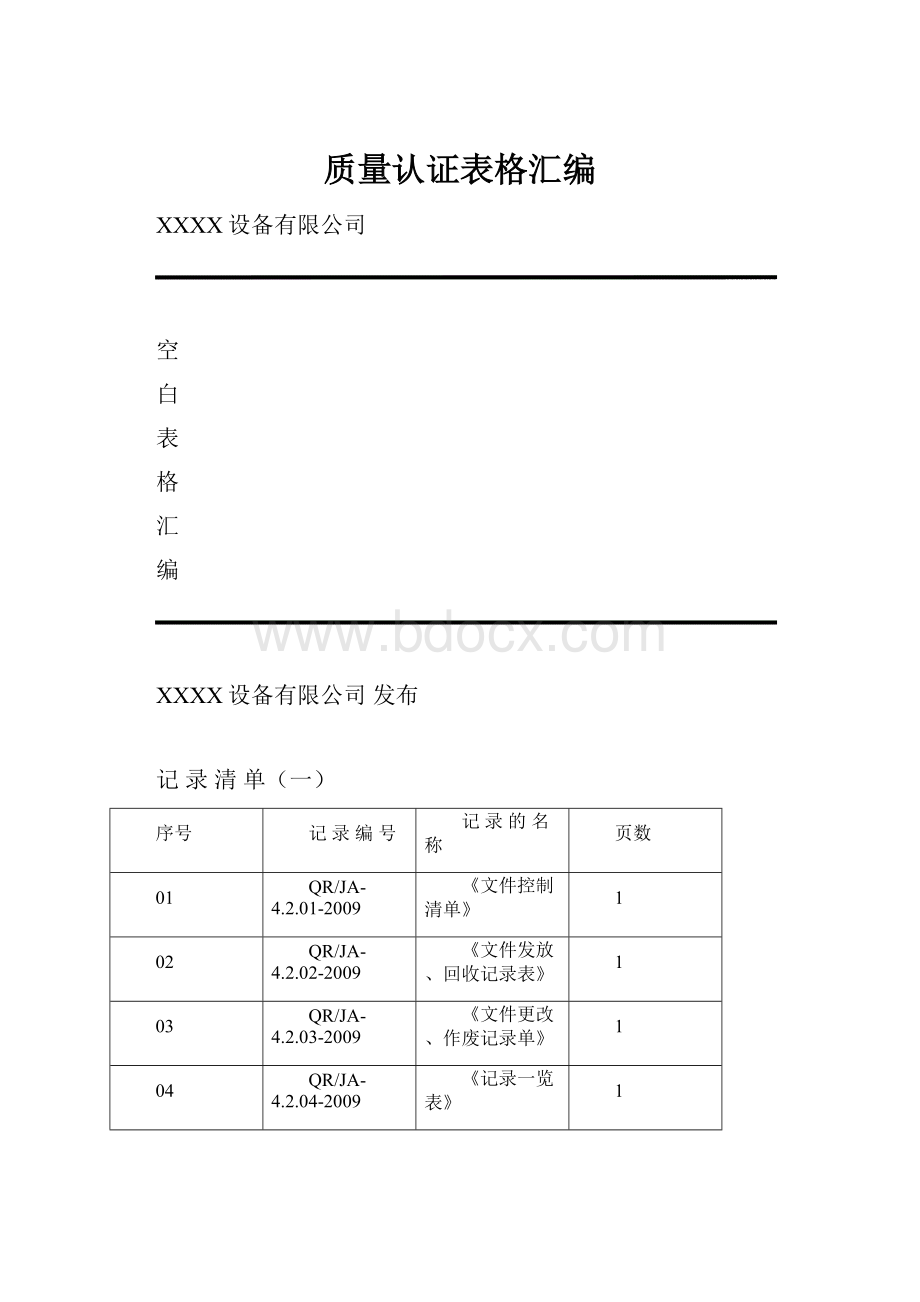 质量认证表格汇编.docx