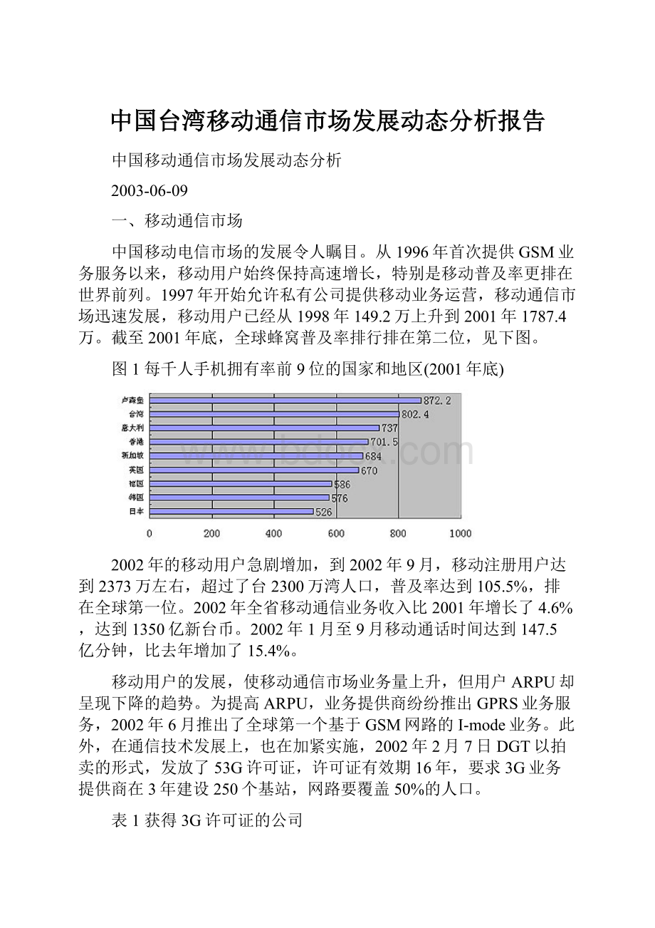 中国台湾移动通信市场发展动态分析报告.docx