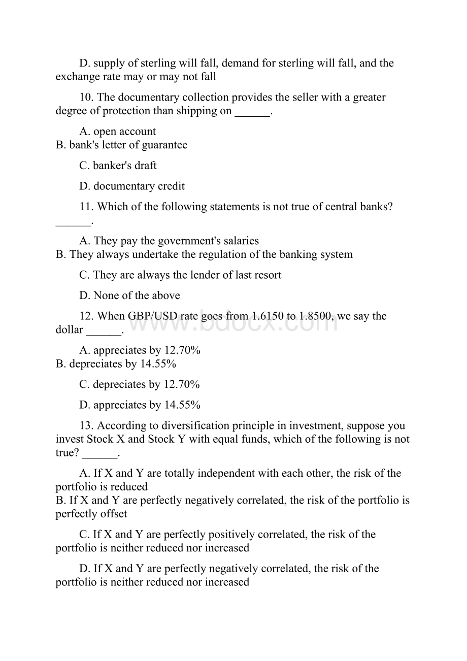 金融保险类金融英语单选题练习.docx_第3页