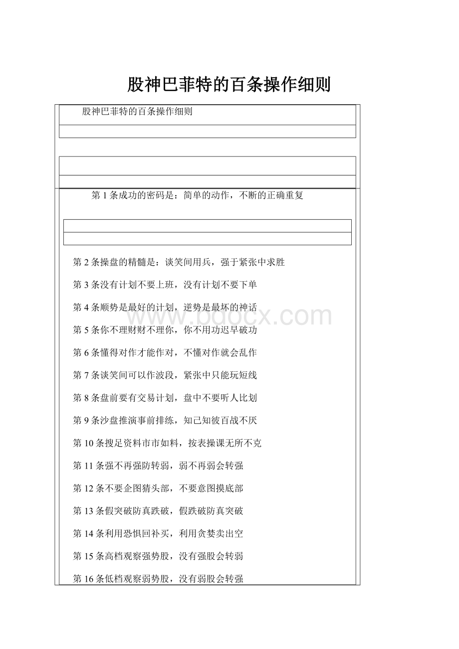 股神巴菲特的百条操作细则.docx_第1页