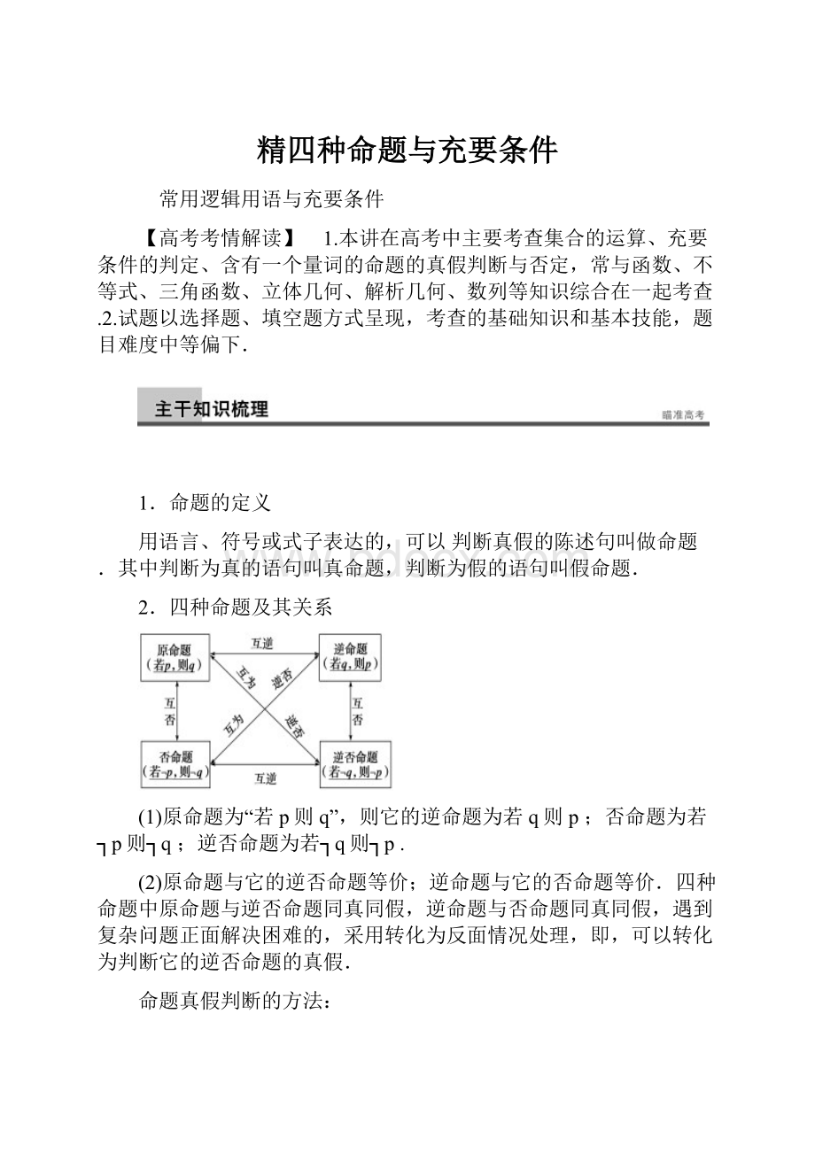 精四种命题与充要条件.docx