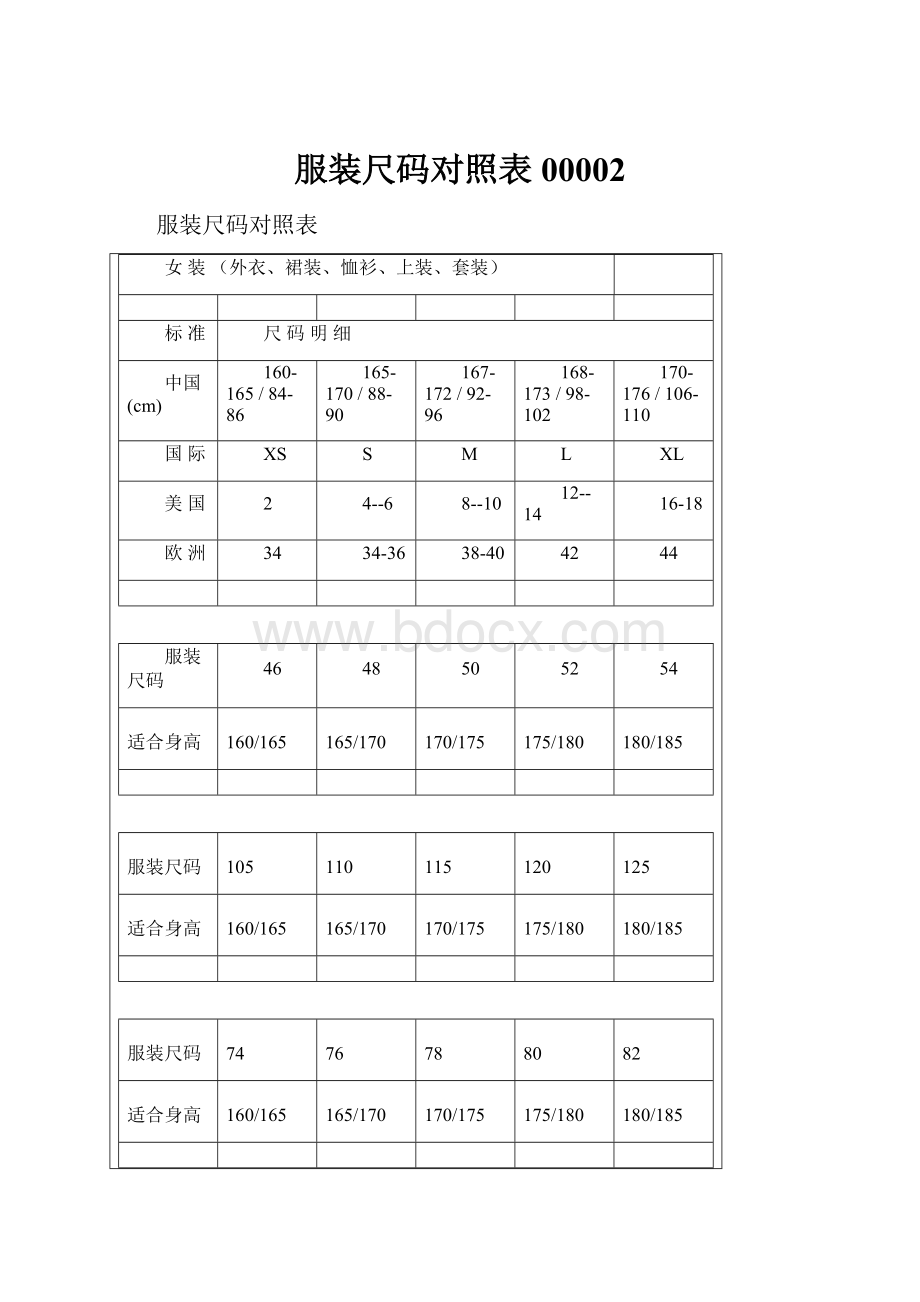 服装尺码对照表00002.docx