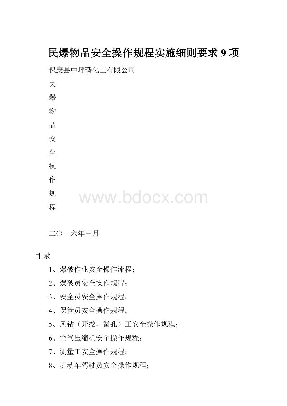 民爆物品安全操作规程实施细则要求9项.docx