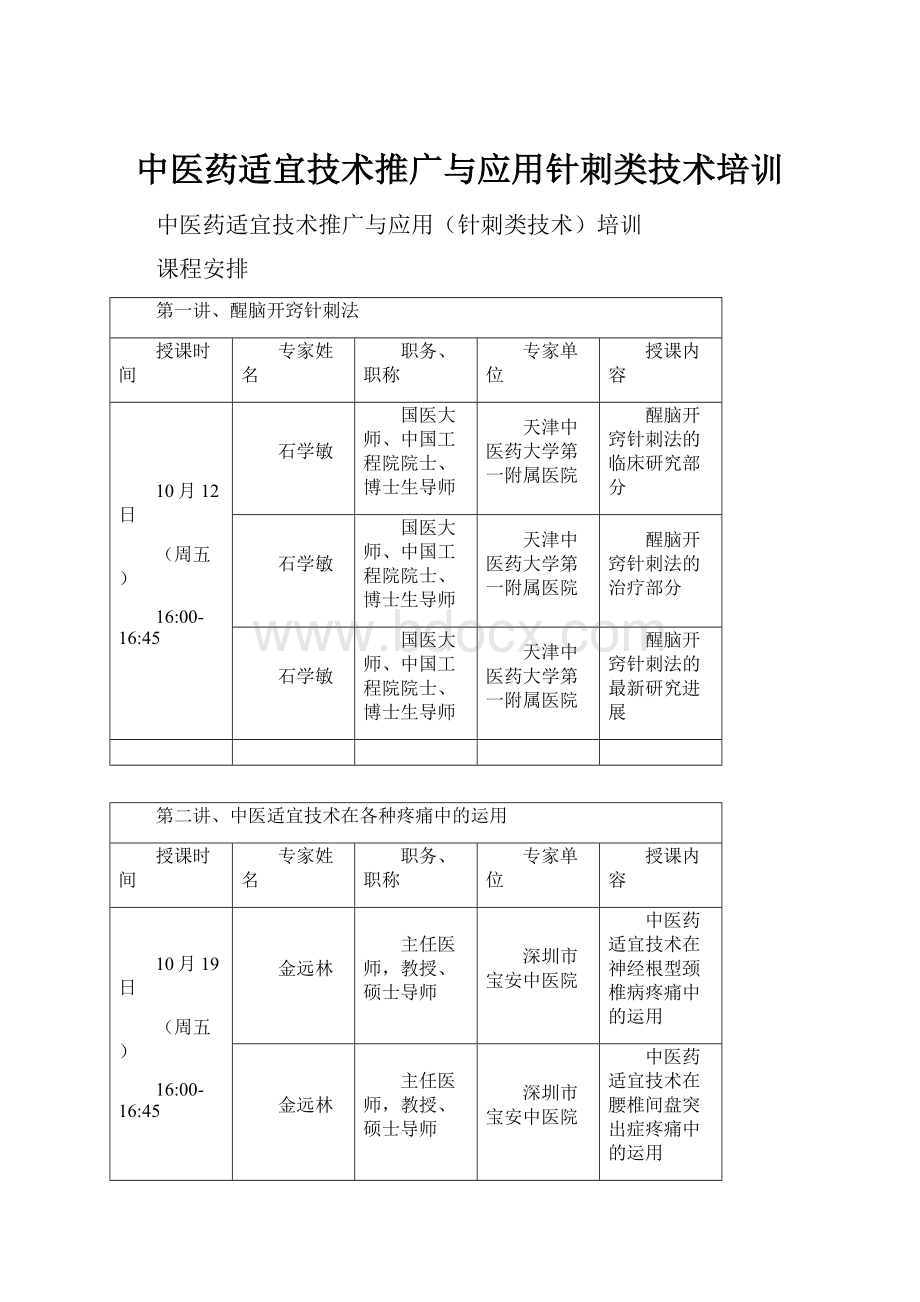 中医药适宜技术推广与应用针刺类技术培训.docx