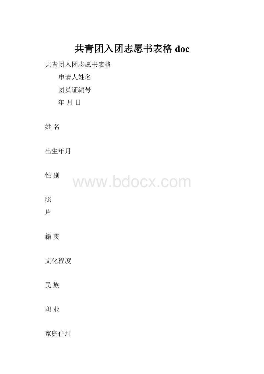 共青团入团志愿书表格doc.docx_第1页