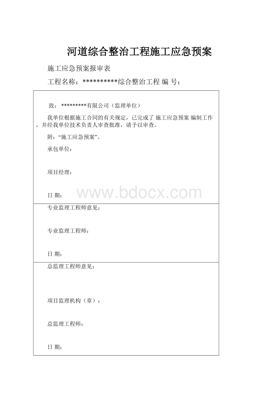 河道综合整治工程施工应急预案.docx_第1页