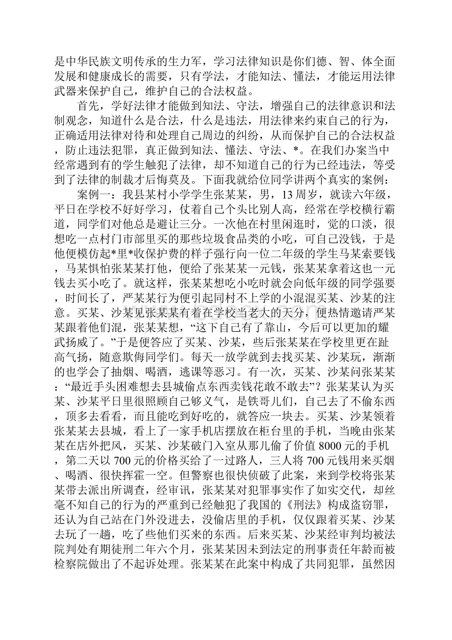 小学法制教育讲话稿格式3000字.docx_第2页