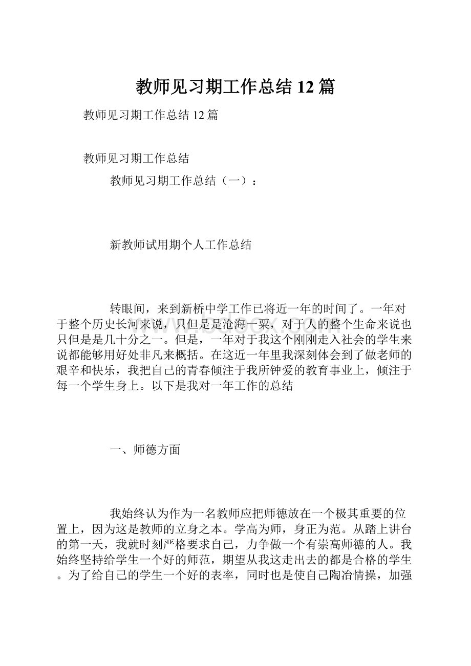 教师见习期工作总结12篇.docx