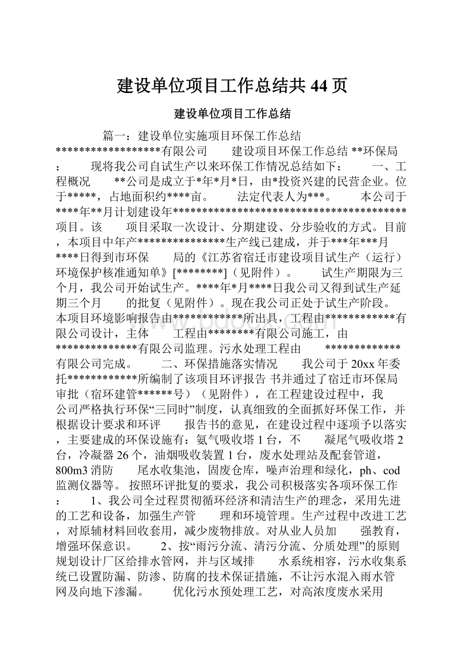 建设单位项目工作总结共44页.docx