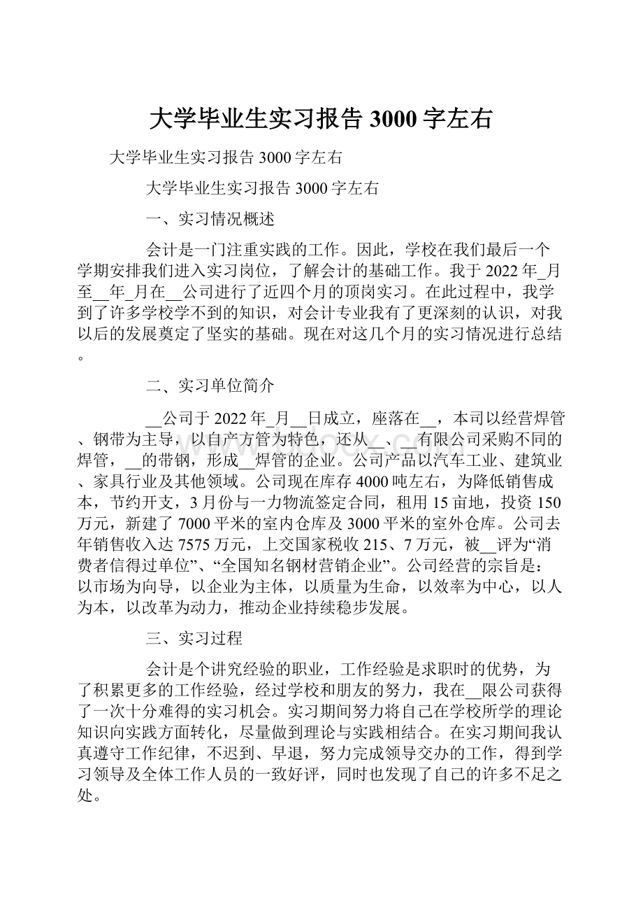 大学毕业生实习报告3000字左右.docx