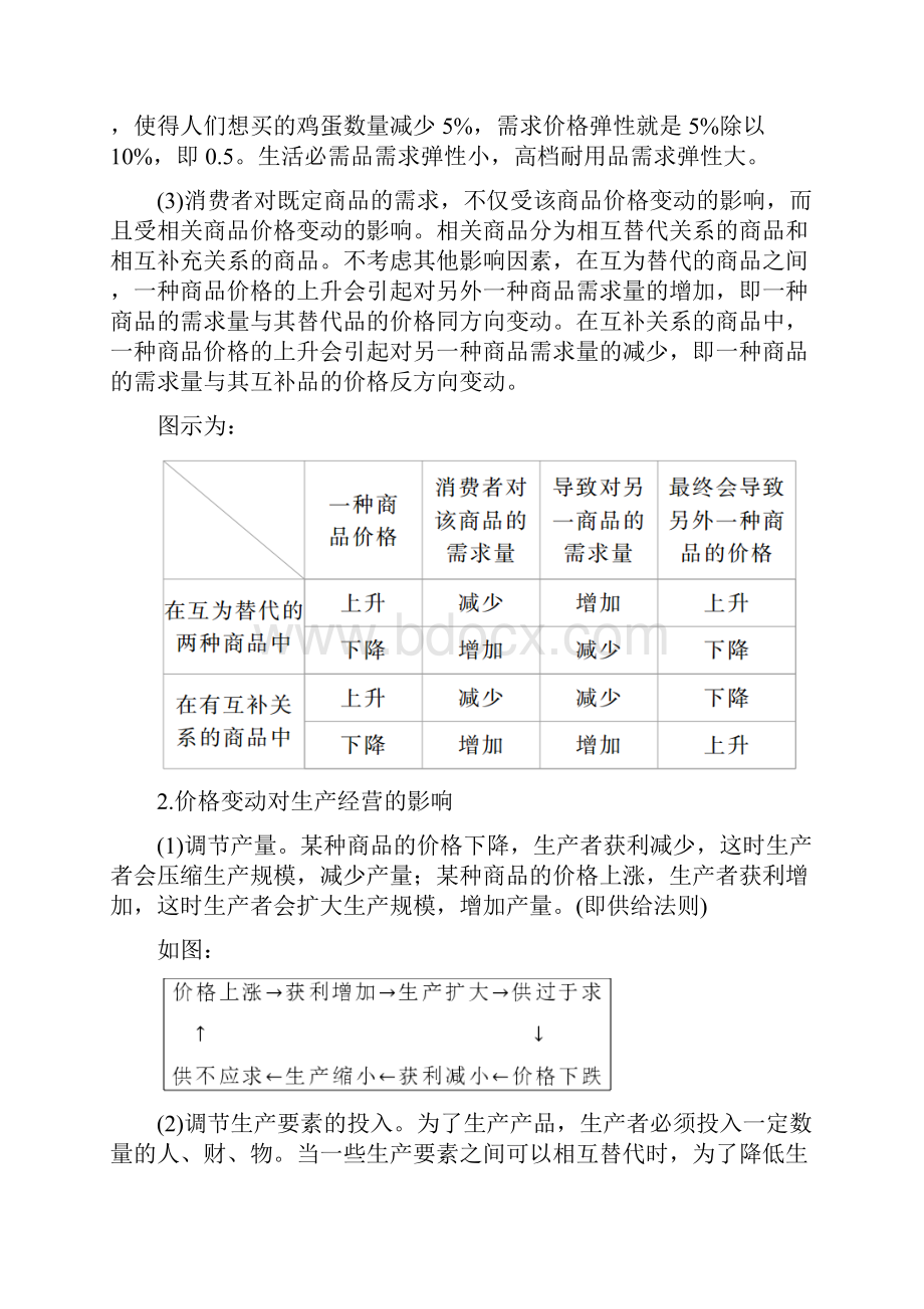 届高考政治一轮复习教案必修1第2课 考点二 价格变动对经济生活的影响 含答案.docx_第2页