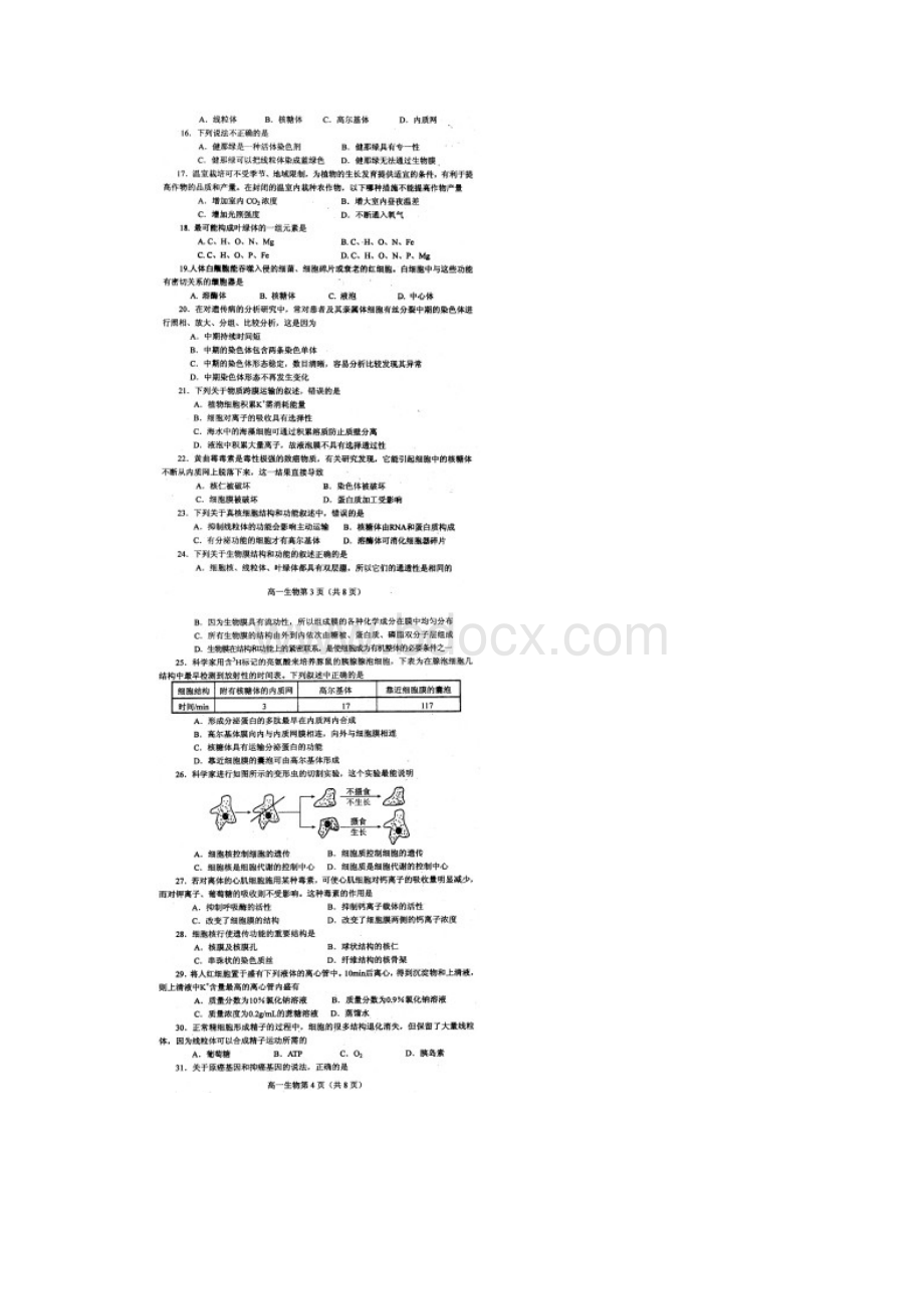 高一上学期期末质量评估生物试题.docx_第2页