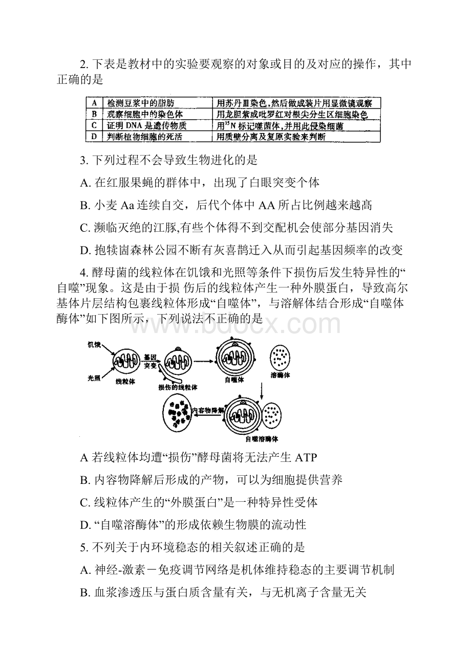 高三模拟考试 理综生物 含答案.docx_第2页