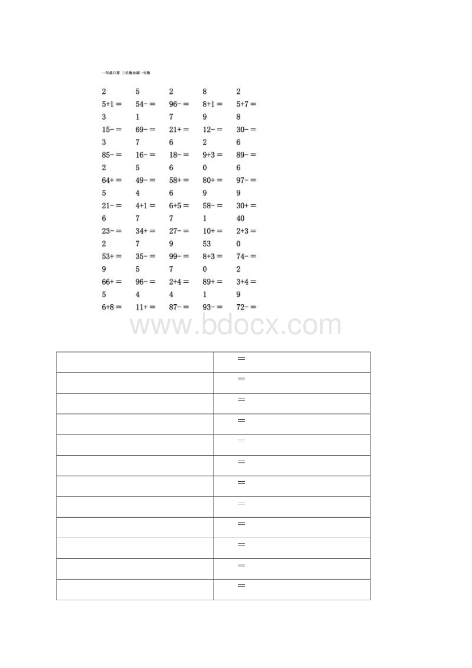 一年级两位数加减一位数口算题道每页100.docx_第3页