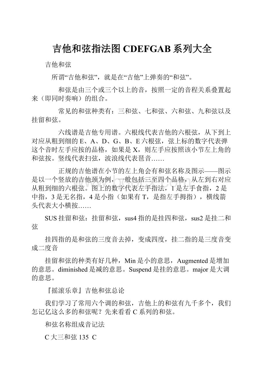 吉他和弦指法图CDEFGAB系列大全.docx