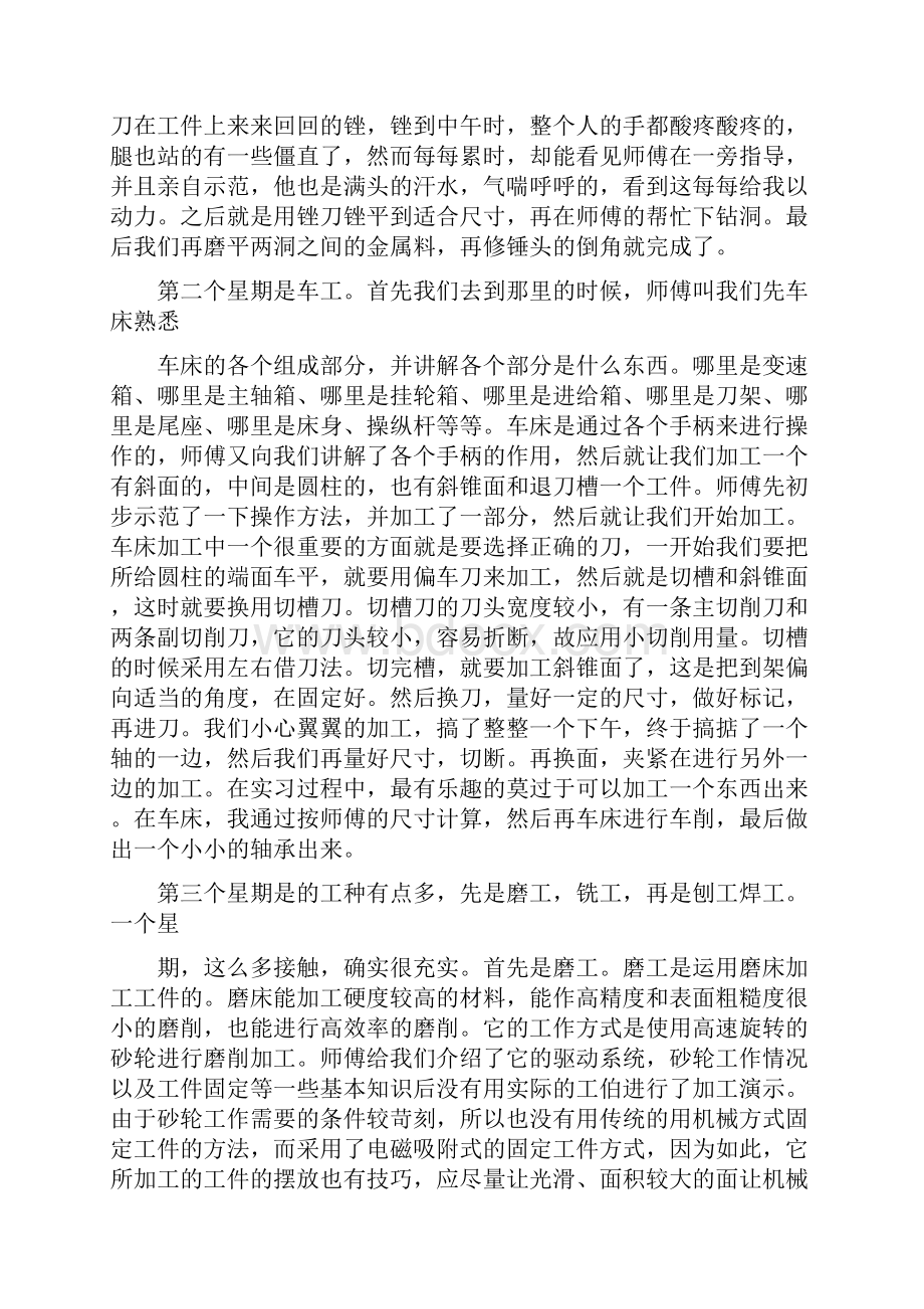 机械设计制造专业金工实习体会和心得.docx_第2页