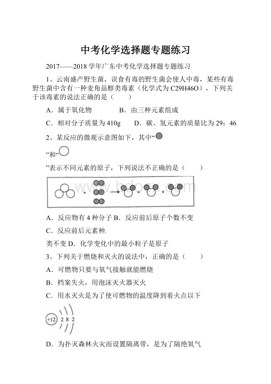 中考化学选择题专题练习.docx