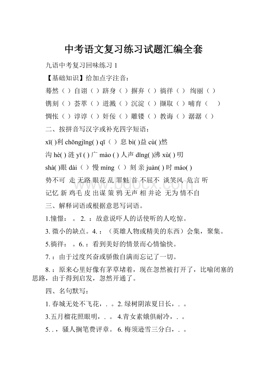 中考语文复习练习试题汇编全套.docx