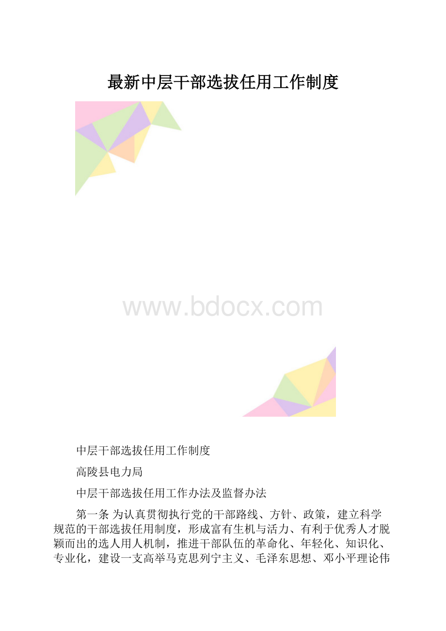 最新中层干部选拔任用工作制度.docx_第1页