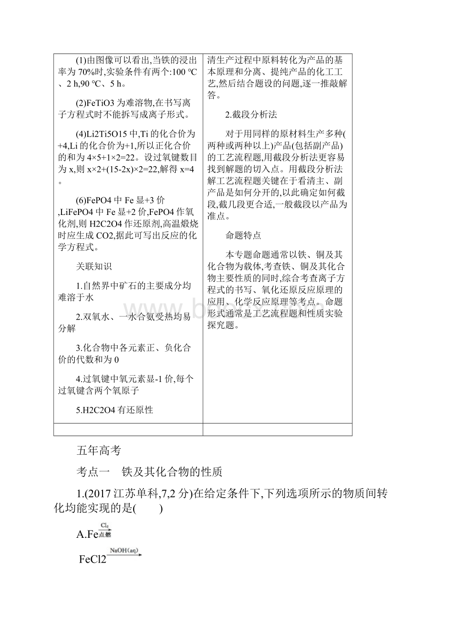 A版部编版版高考化学总复习 专题十四 铁铜及其化合物 金属的冶炼学案.docx_第3页