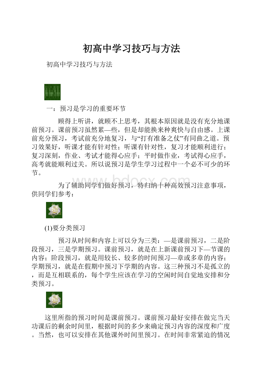 初高中学习技巧与方法.docx_第1页