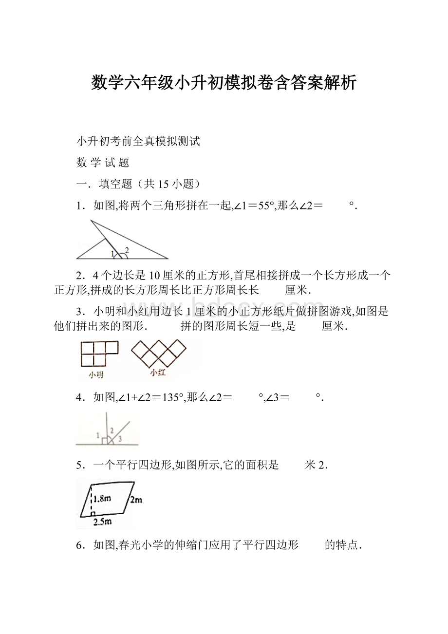 数学六年级小升初模拟卷含答案解析.docx