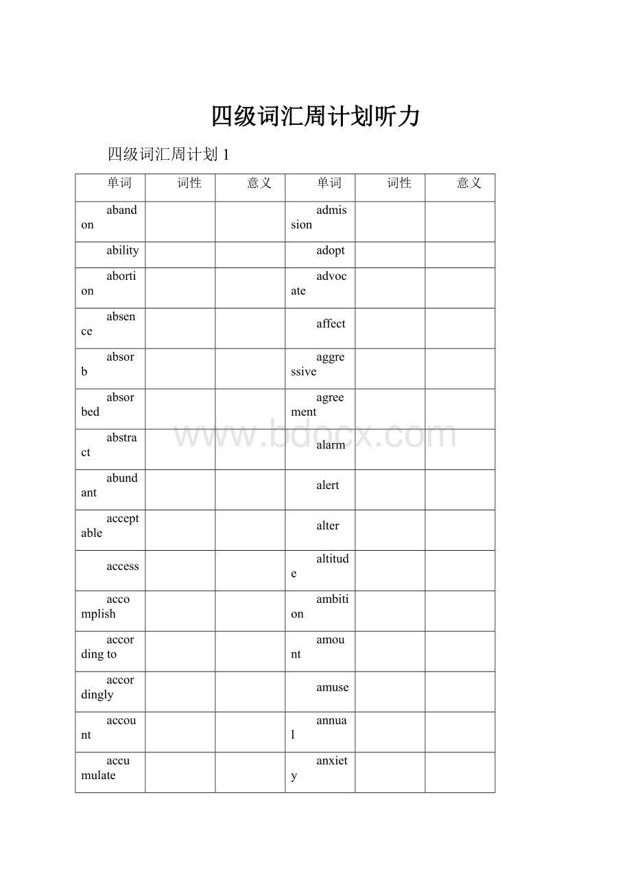 四级词汇周计划听力.docx