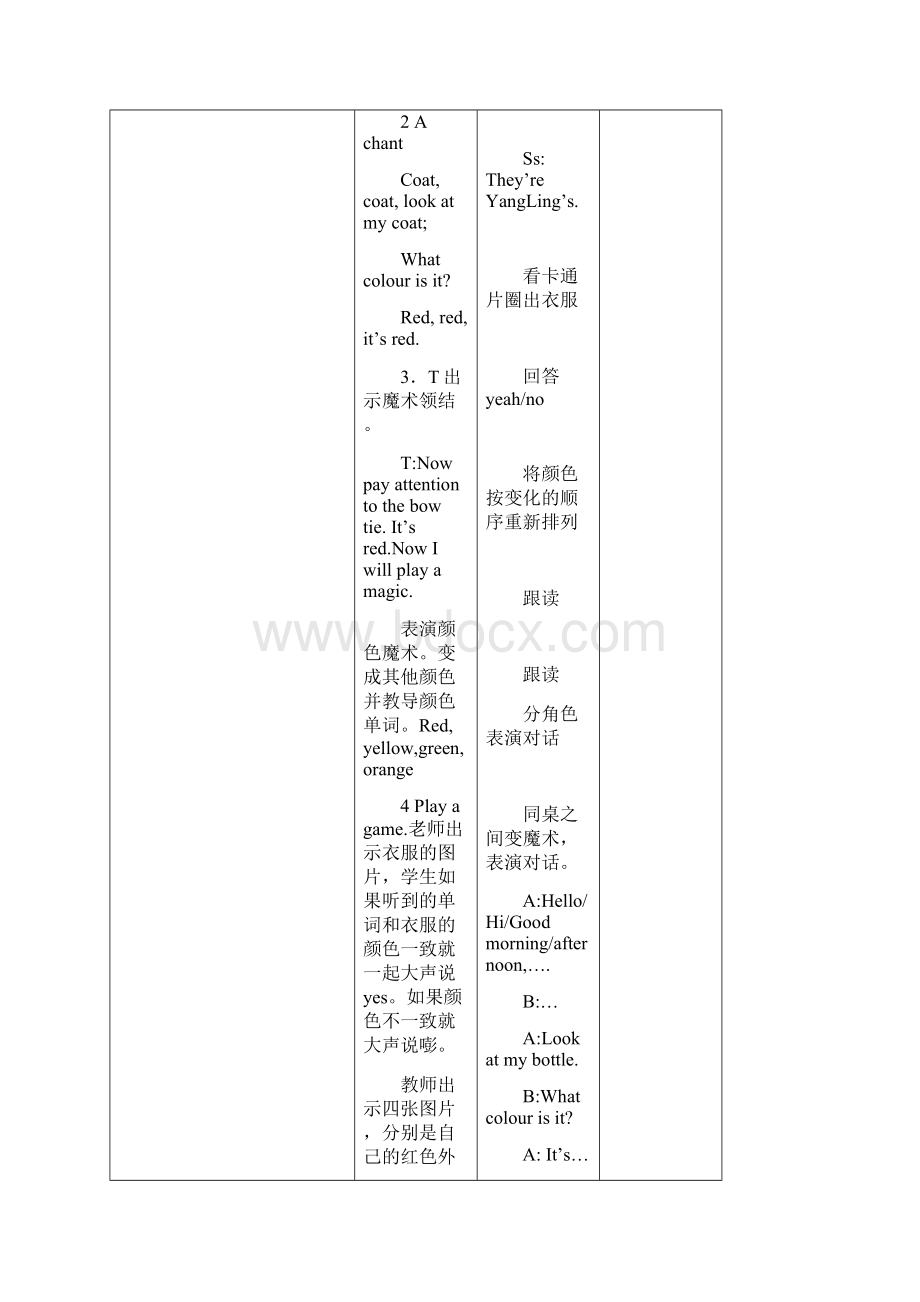 新译林版小学英语3A Unit6教案表格式.docx_第3页