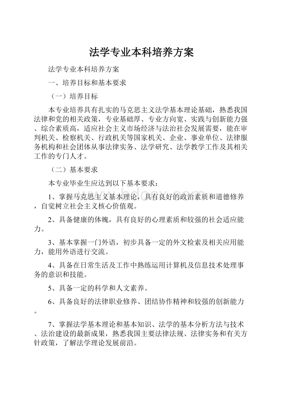 法学专业本科培养方案.docx