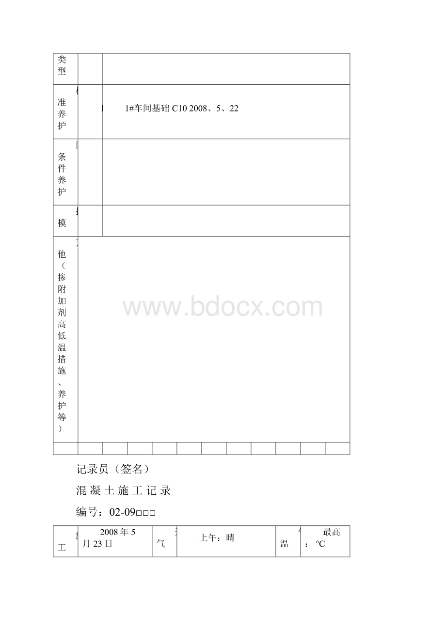 混凝土施工记录1#车间.docx_第3页