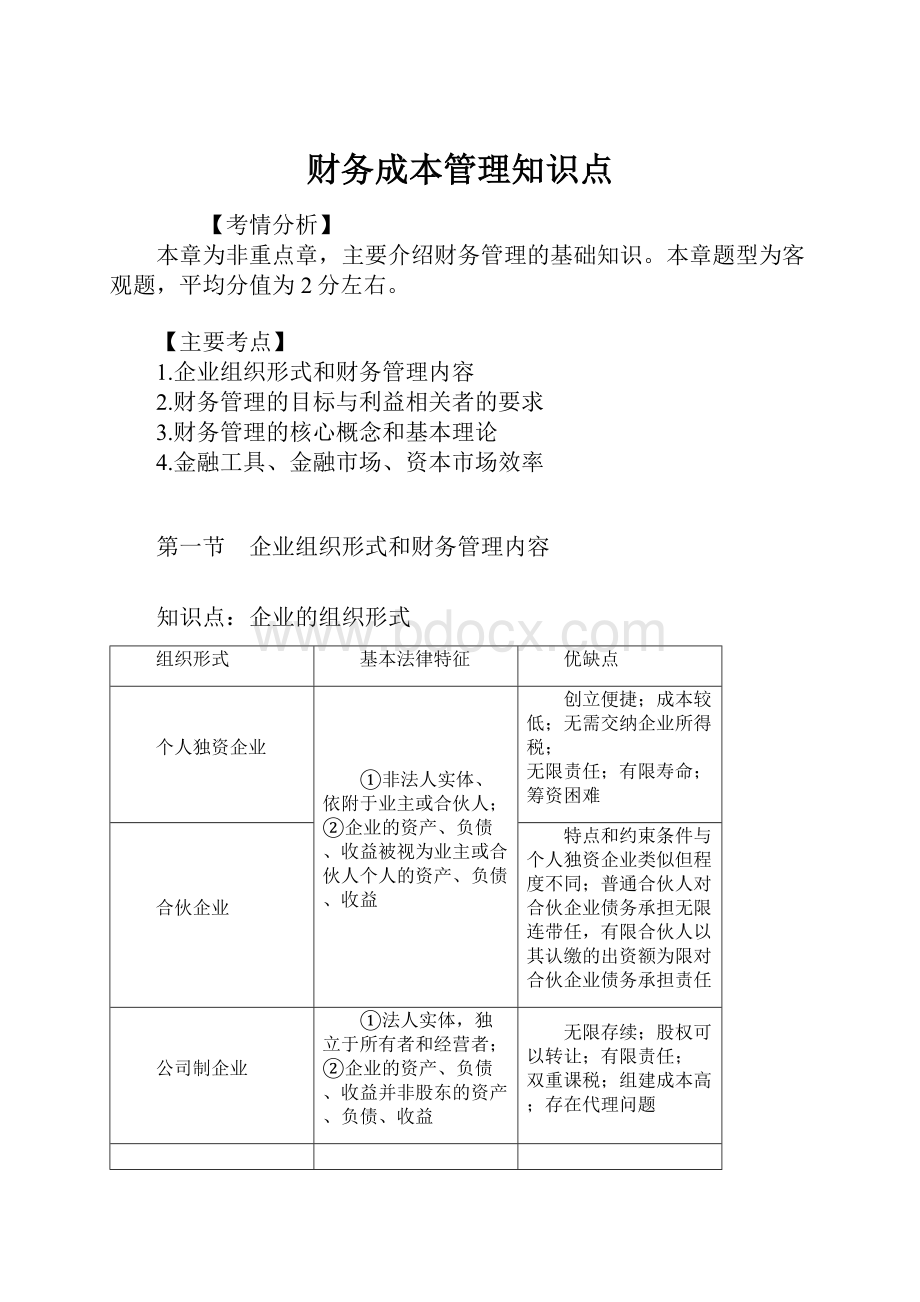 财务成本管理知识点.docx