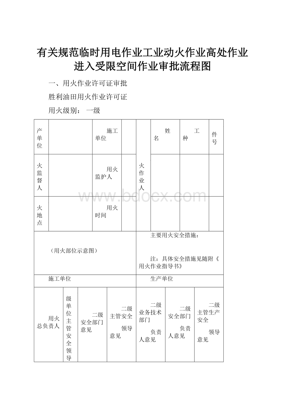 有关规范临时用电作业工业动火作业高处作业进入受限空间作业审批流程图.docx