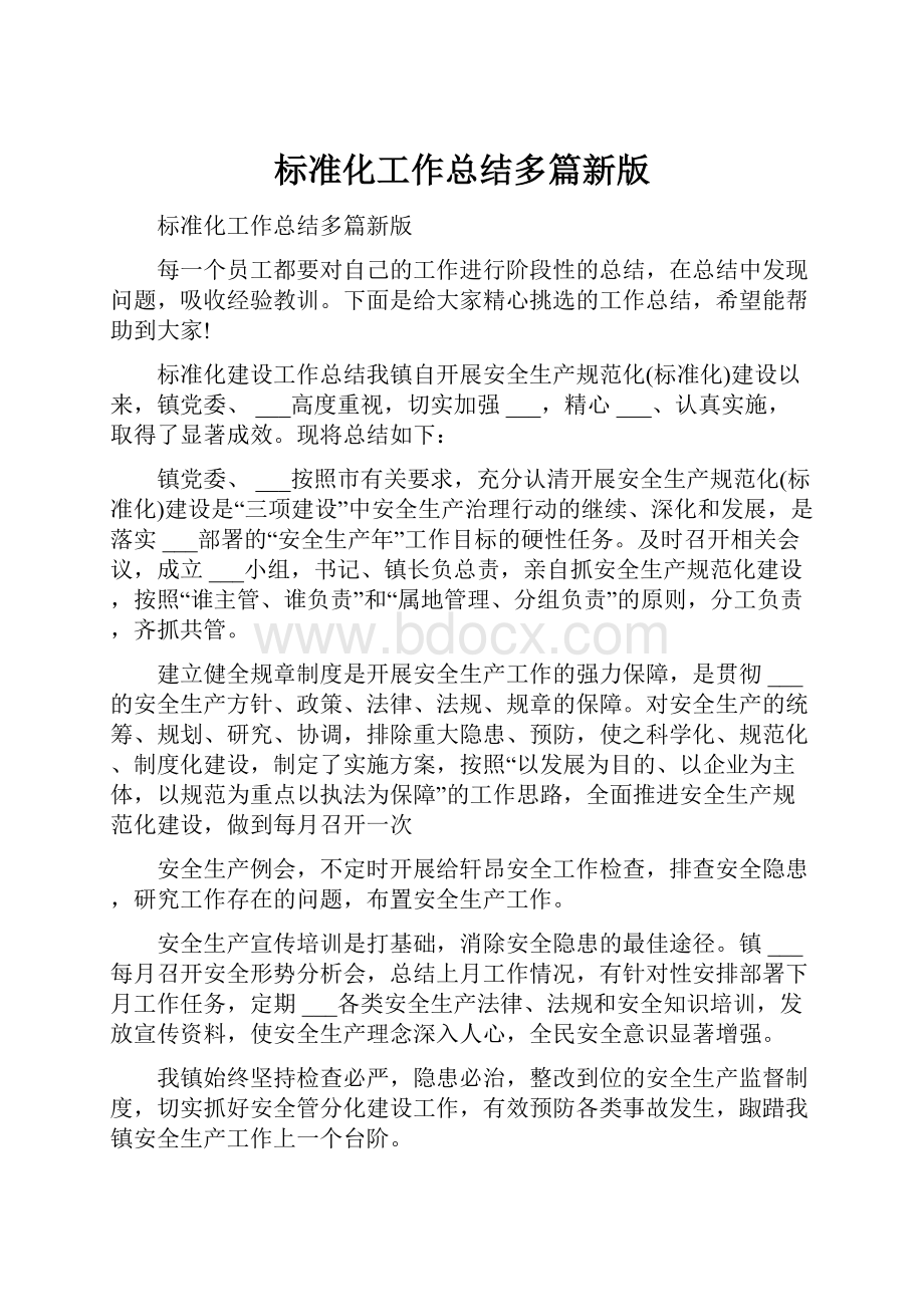 标准化工作总结多篇新版.docx