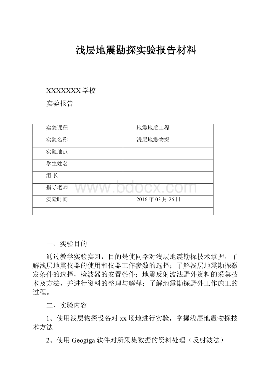 浅层地震勘探实验报告材料.docx