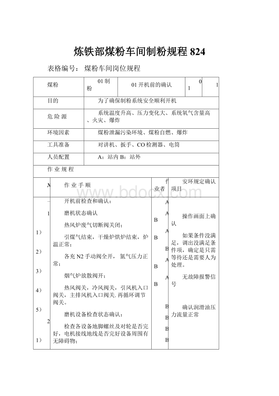 炼铁部煤粉车间制粉规程824.docx