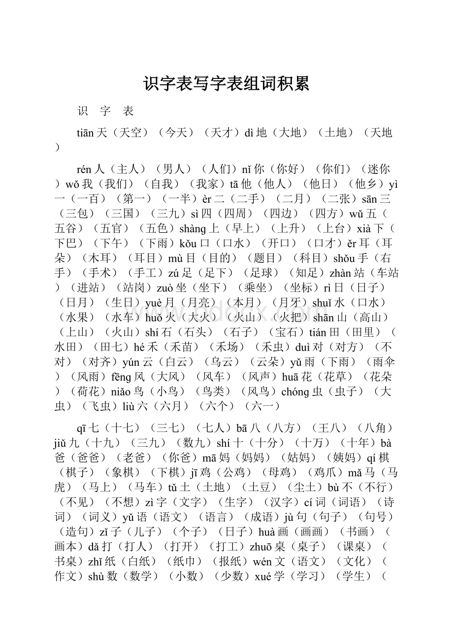 识字表写字表组词积累.docx_第1页