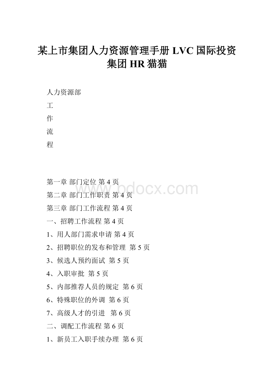 某上市集团人力资源管理手册LVC国际投资集团HR猫猫.docx