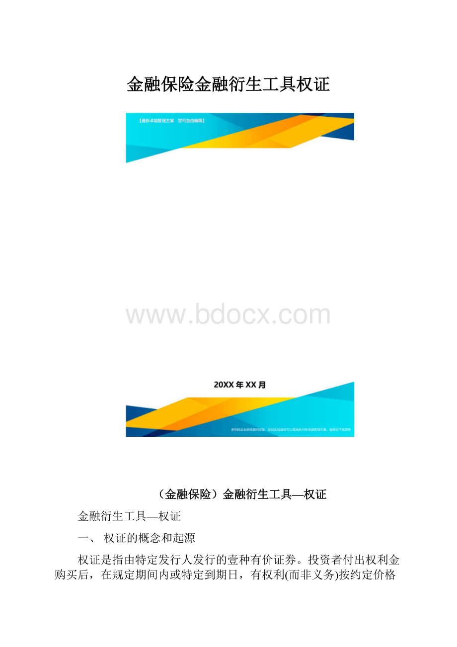 金融保险金融衍生工具权证.docx_第1页