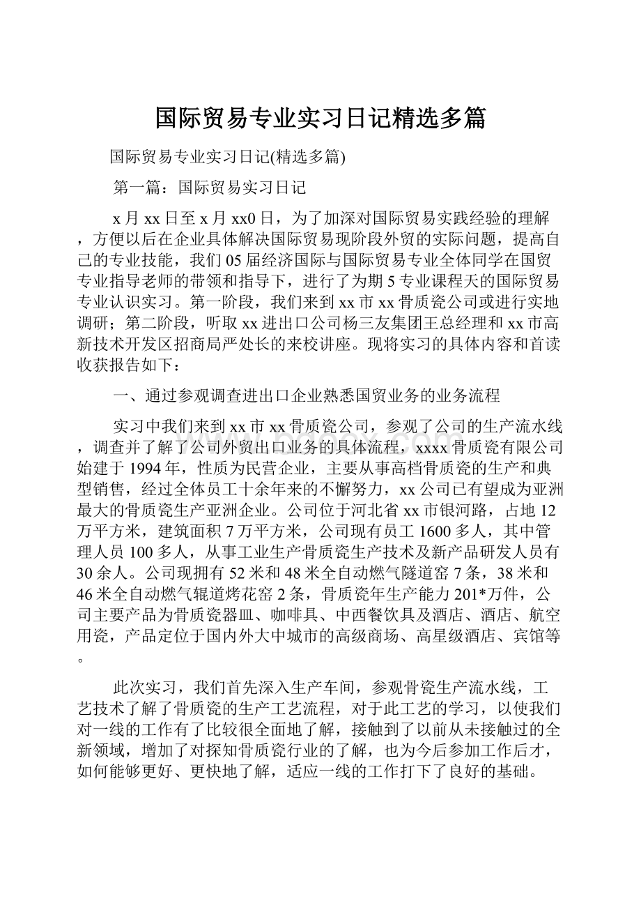 国际贸易专业实习日记精选多篇.docx