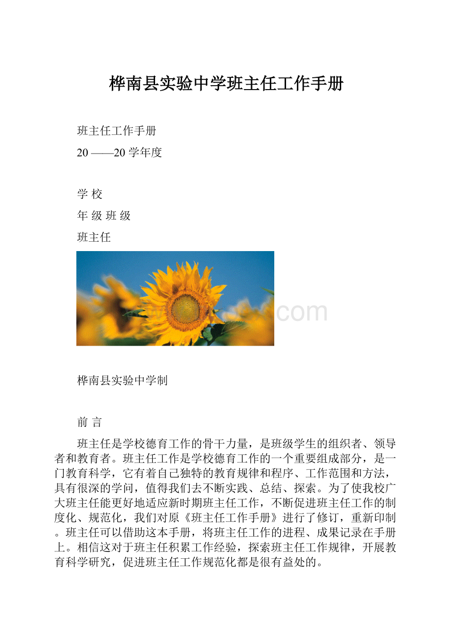 桦南县实验中学班主任工作手册.docx