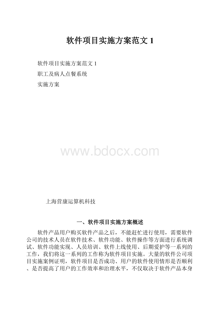 软件项目实施方案范文1.docx_第1页