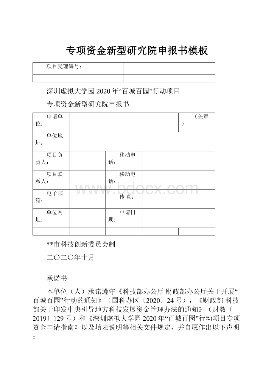 专项资金新型研究院申报书模板.docx