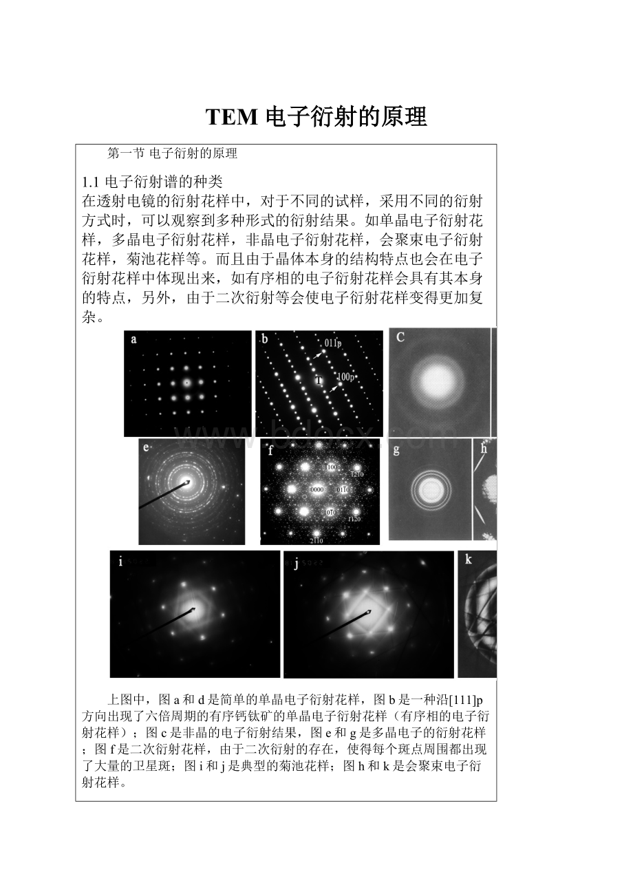 TEM电子衍射的原理.docx