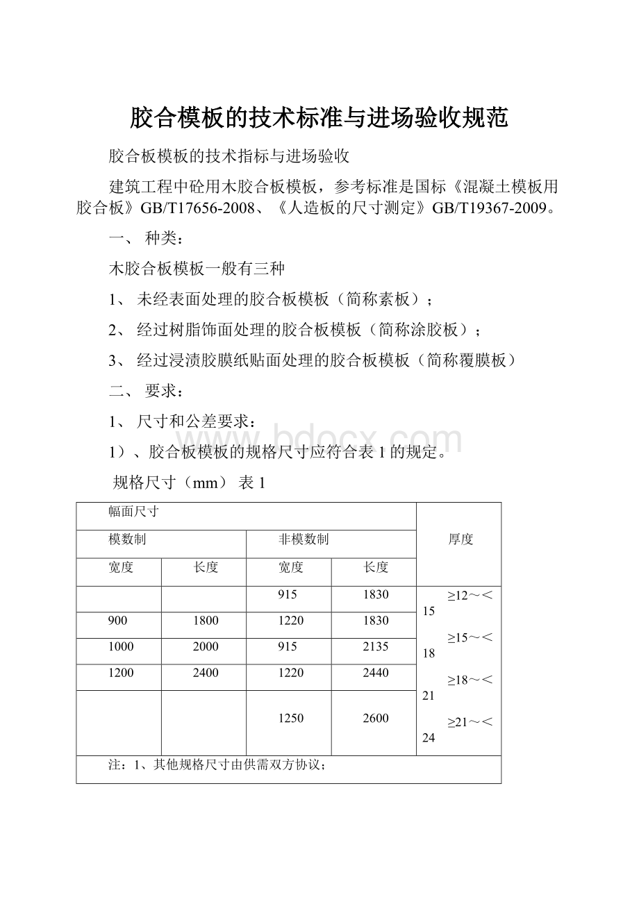 胶合模板的技术标准与进场验收规范.docx