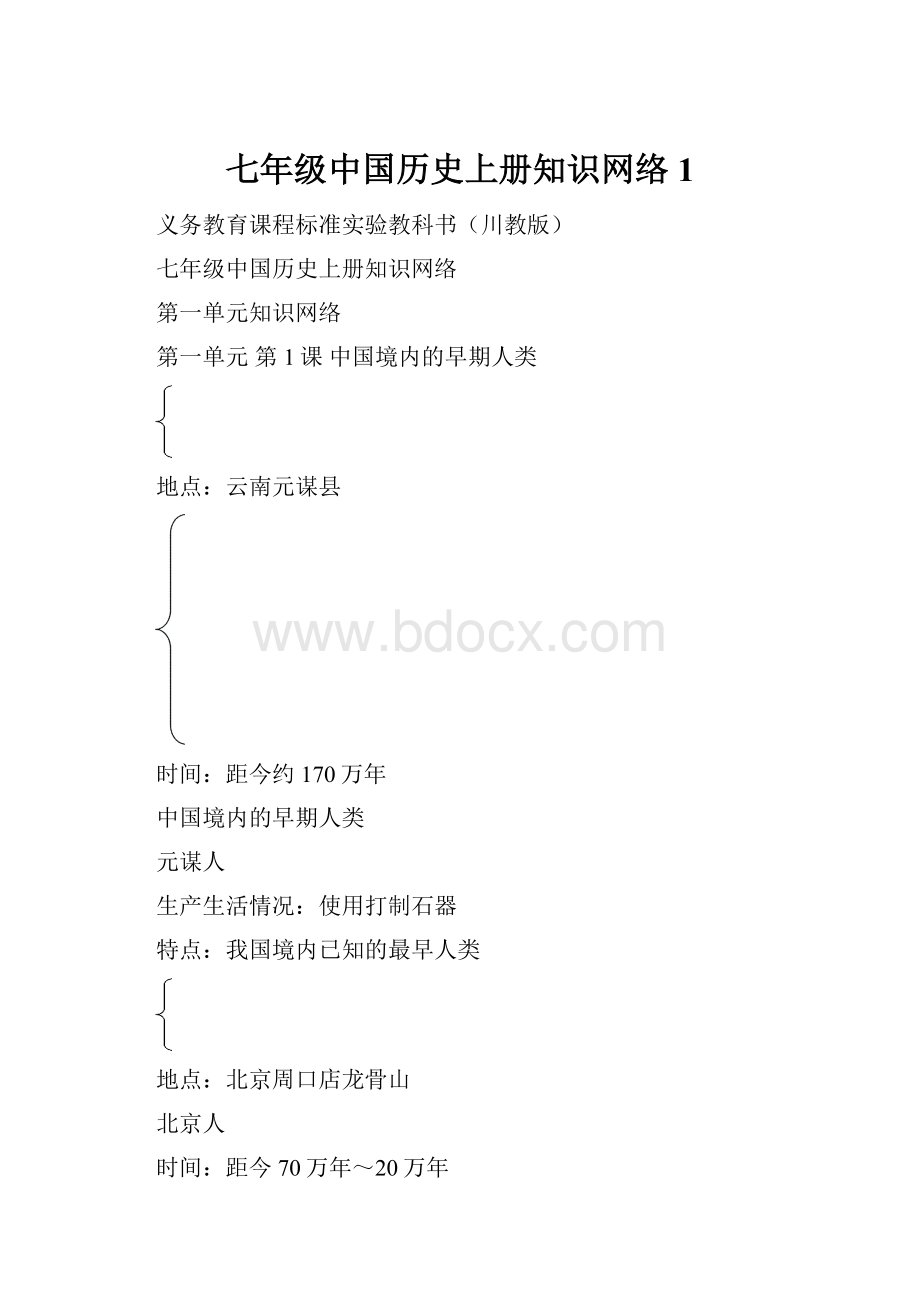 七年级中国历史上册知识网络1.docx