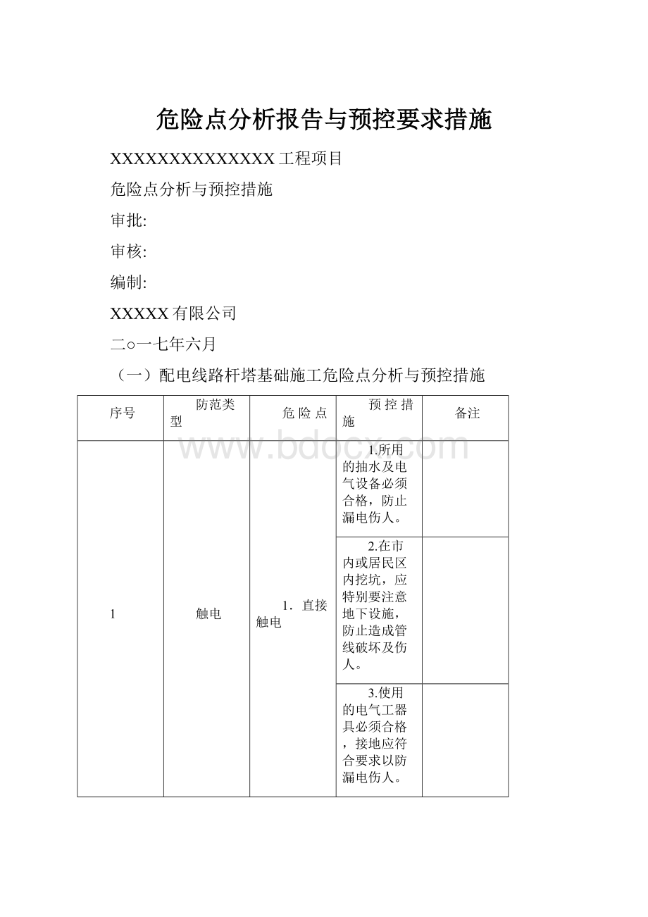 危险点分析报告与预控要求措施.docx