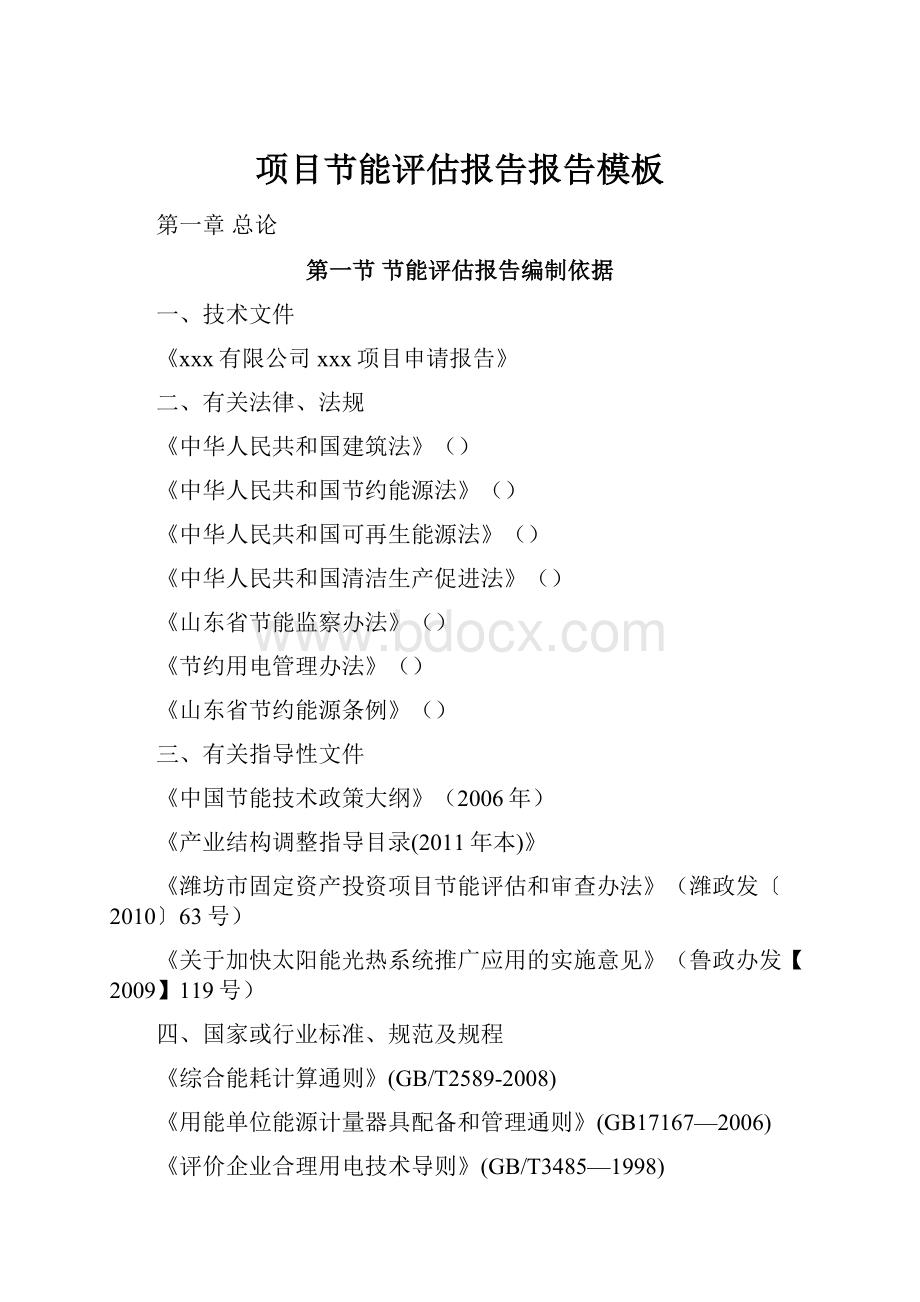 项目节能评估报告报告模板.docx_第1页