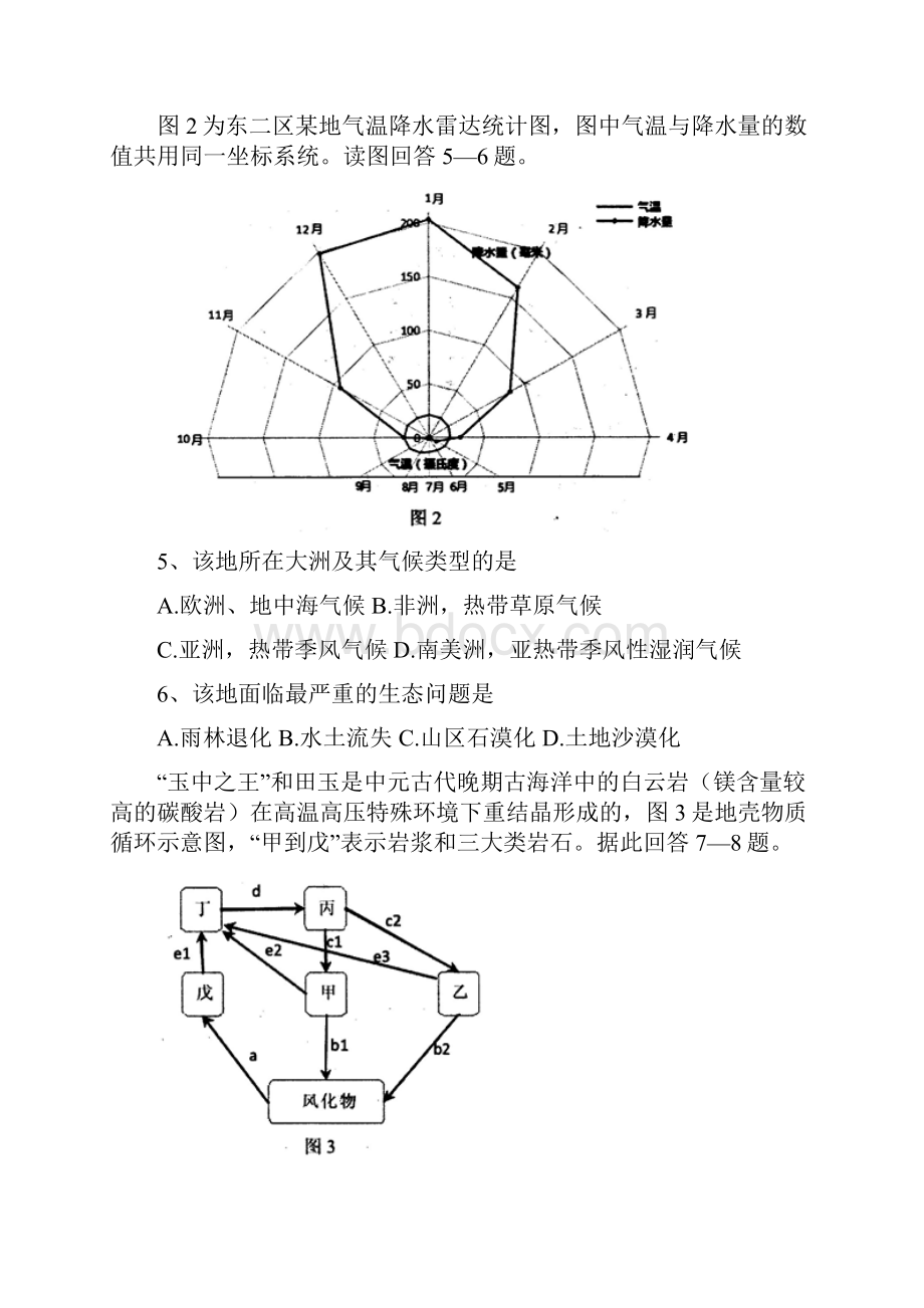 精选江苏省苏锡常镇四市高三教学情况调研一地理试题 Word版含答案地理知识点总结.docx_第3页